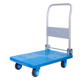 150Kg Rated Multifunction Blue Plastic Foldable Flatbed Trolley