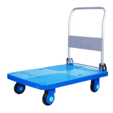 300Kg Rated Heavy Duty Blue Plastic Foldable Flatbed Platform Trolley