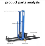 1000kg Semi Electric Portable Self Loading Stacker Pallet Lifter Forklift 1.3m