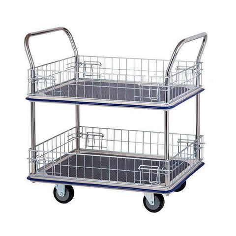 Two Level Platform Industrial Trolley Cart with Removable wire Sides - Quality Jack
