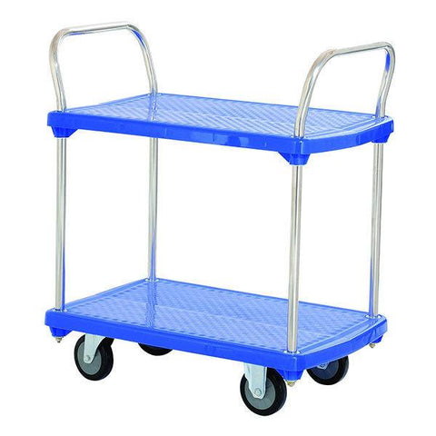 250kg Capacity Two Tier Double Handle Trolley Cart