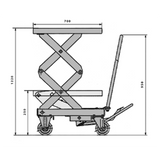 Stainless Steel Manual Scissor Lift Table Trolley 100Kg Lift 1220mm 